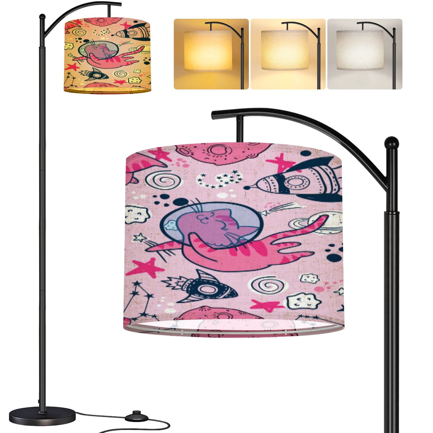 Arc Floor Lamp Kids cute seamless cat space Space print for T shirts ...
