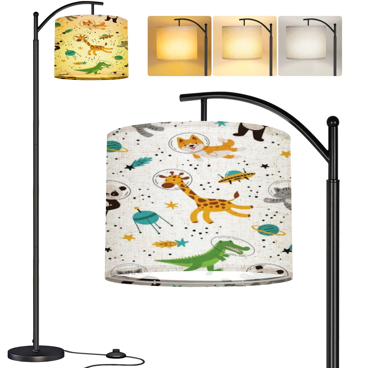 Arc Floor Lamp Kids space Animals space Seamless Flat cartoon style ...