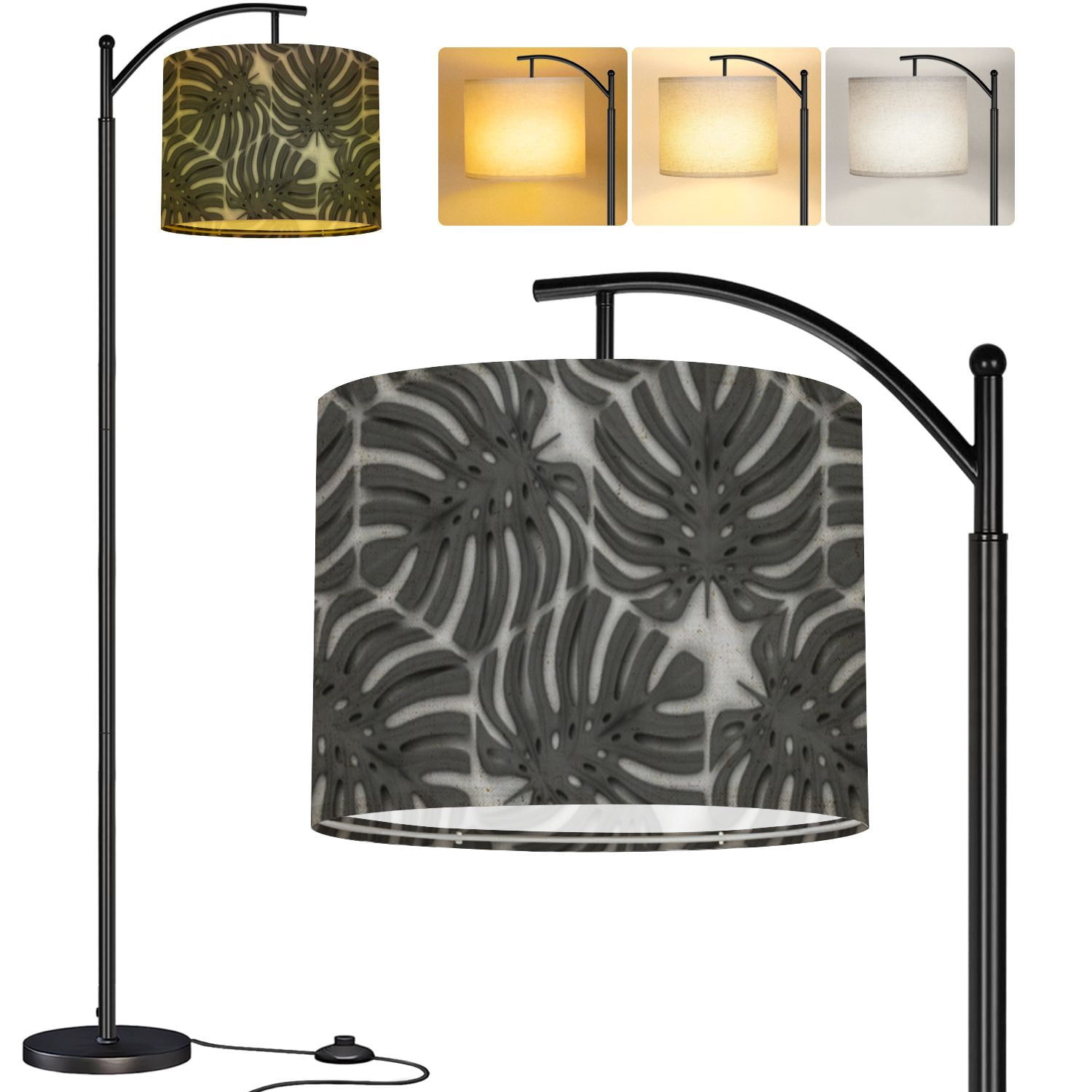 Photo inspiration: Arc Floor Lamp Leaves Monstera Wood Material White Seamless Realistic Photo Inspiration