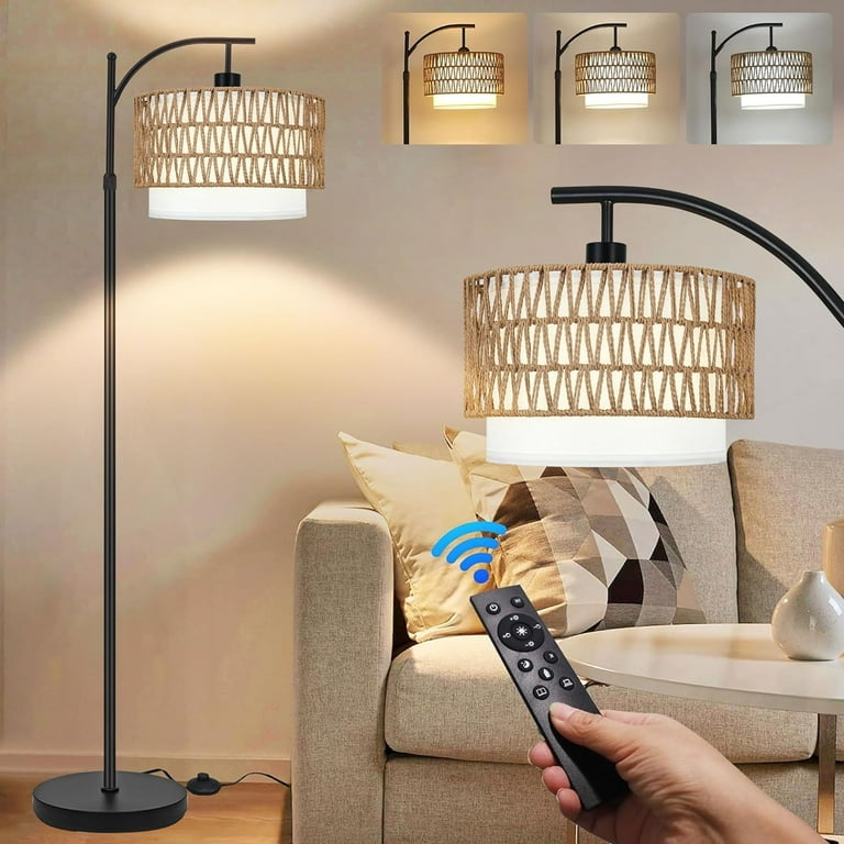 Rattan arched floor lamp online