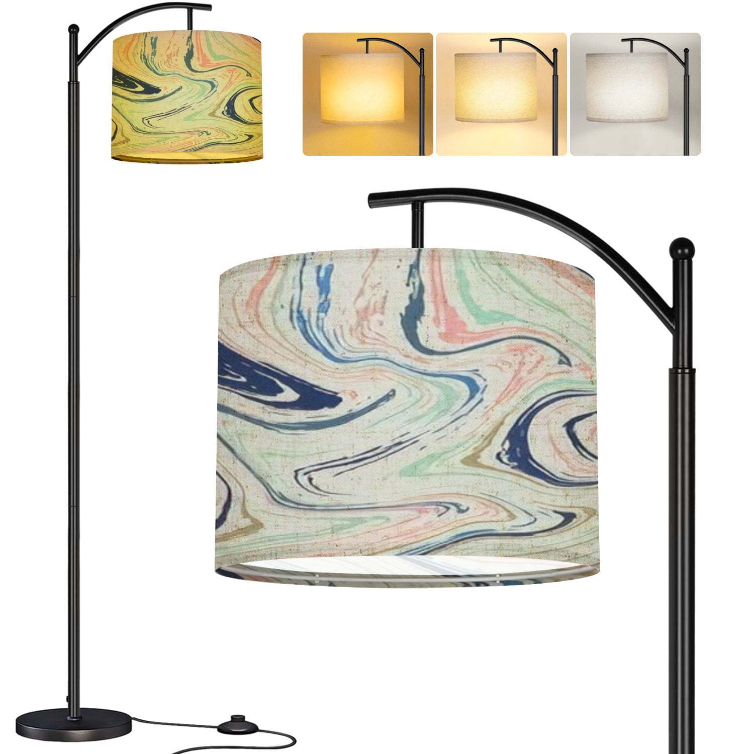Arc Floor Lamp Marbling Texture Marbling Texture Tall Modern Standing ...