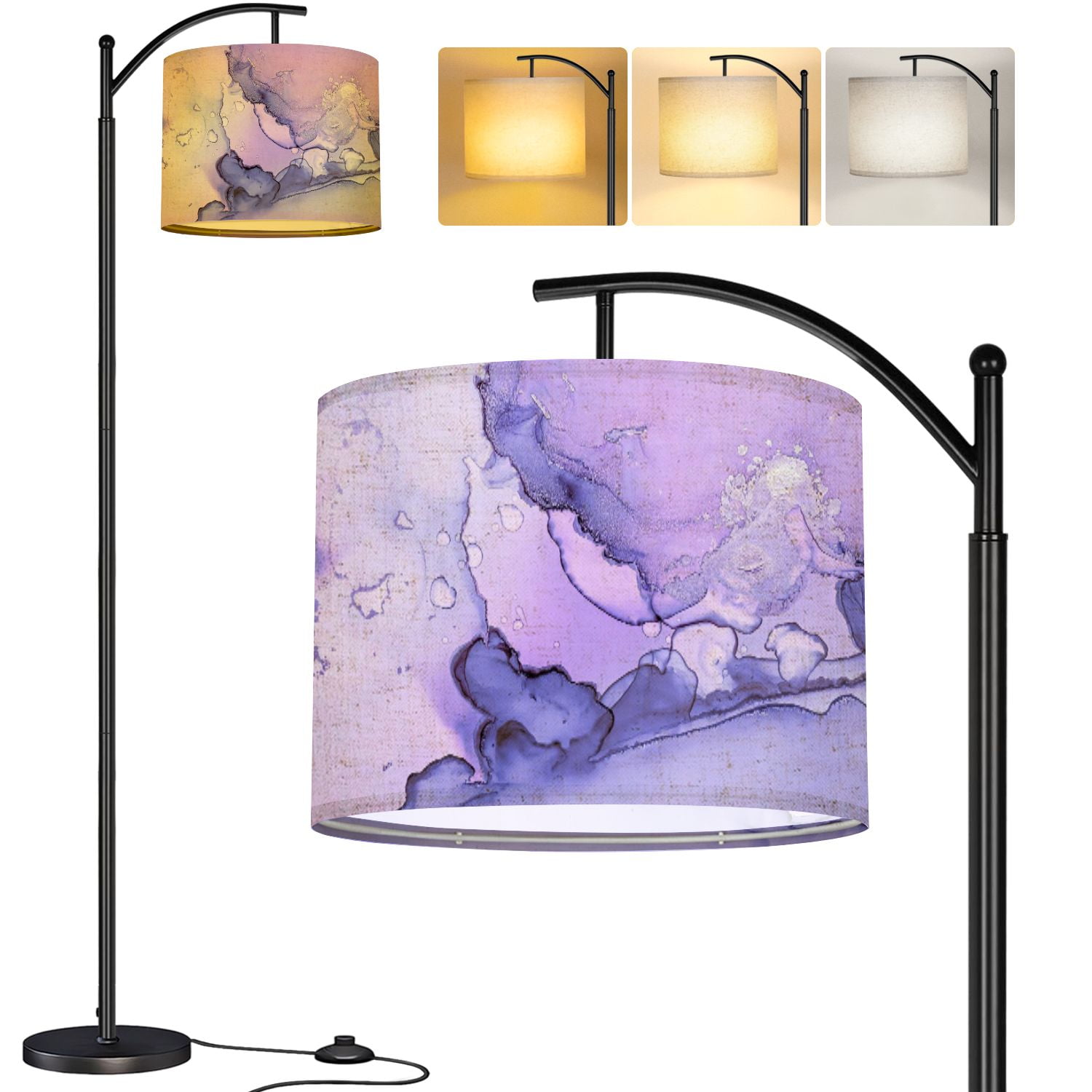 Arc Floor Lamp Purple Liquid Paint Grey Alcohol Art Marble Abstract ...