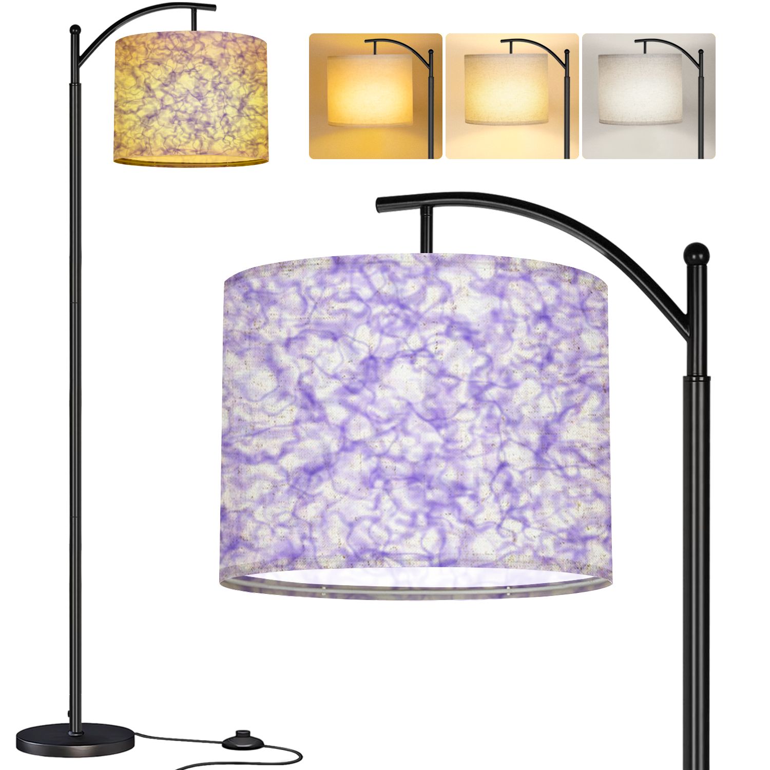 Arc Floor Lamp Purple marble seamless texture Tall Modern Standing Lamp ...
