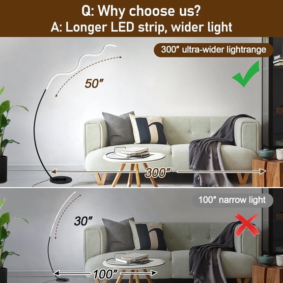 Arc Floor Lamp with Remote Control, 70" Modern Standing Tall Lamp with 3CCT, Stepless Dimming, 20W Black Reading Floor Lamp for Bedroom Office Living Room$$Tools & Hardware Other