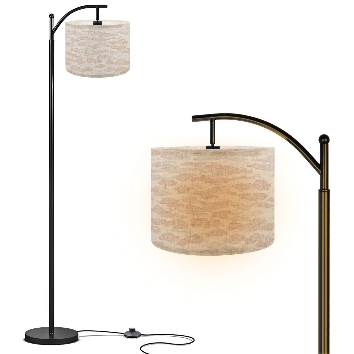 Arc Floor Lamp with Remote, Dimmable Bulb, Art Deco Arched Floor lamp Chinese cloud seamless Modern Standing Lamps with for Living Room, Bedroom, Office