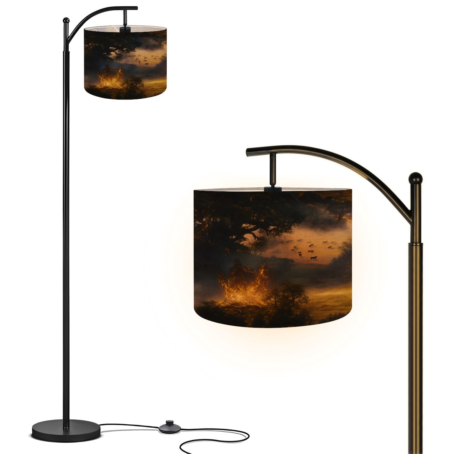 Arc Floor Lamp with Remote, Dimmable Bulb, Art Deco Arched Floor lamp ...