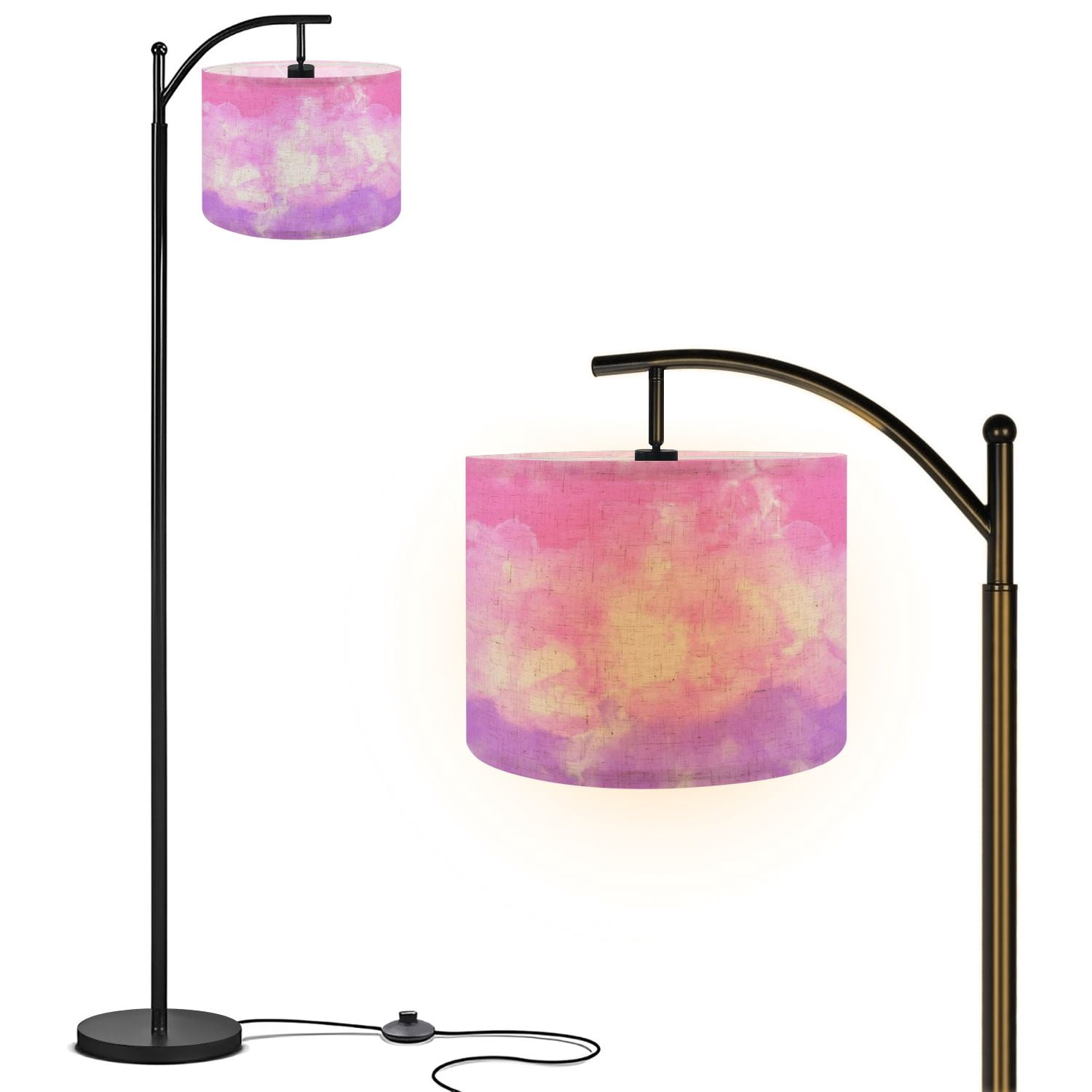 Arc Floor Lamp with Remote, Dimmable Bulb, Art Deco Arched Floor lamp ...