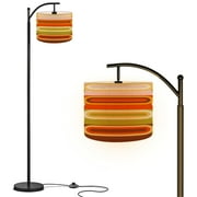 Arc Floor Lamp with Remote, Dimmable Bulb, Art Deco Arched Floor lamp Retro 1970s Super Graphics Modernist Geometric Modern Standing Lamps with for Living Room, Bedroom, Office