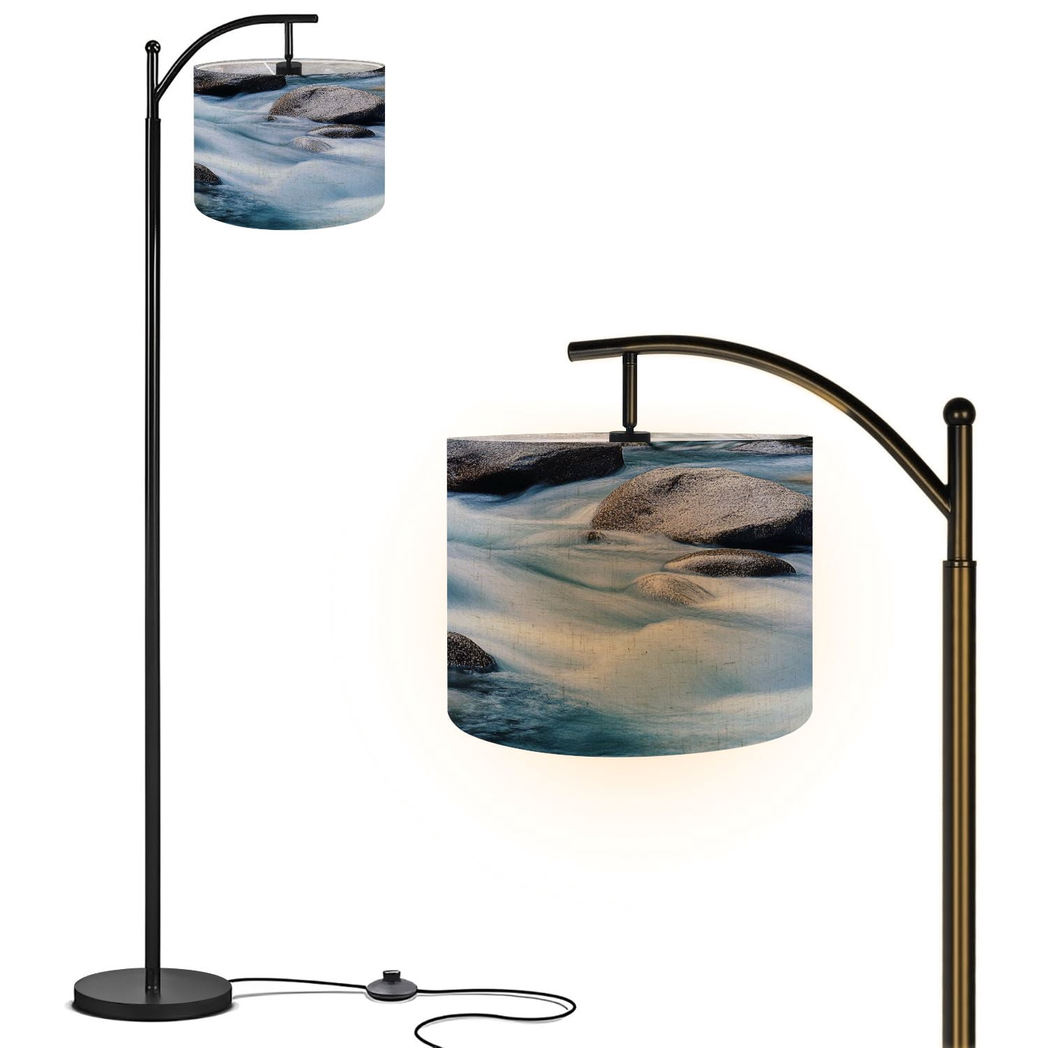 Arc Floor Lamp with Remote, Dimmable Bulb, Art Deco Arched Floor lamp ...