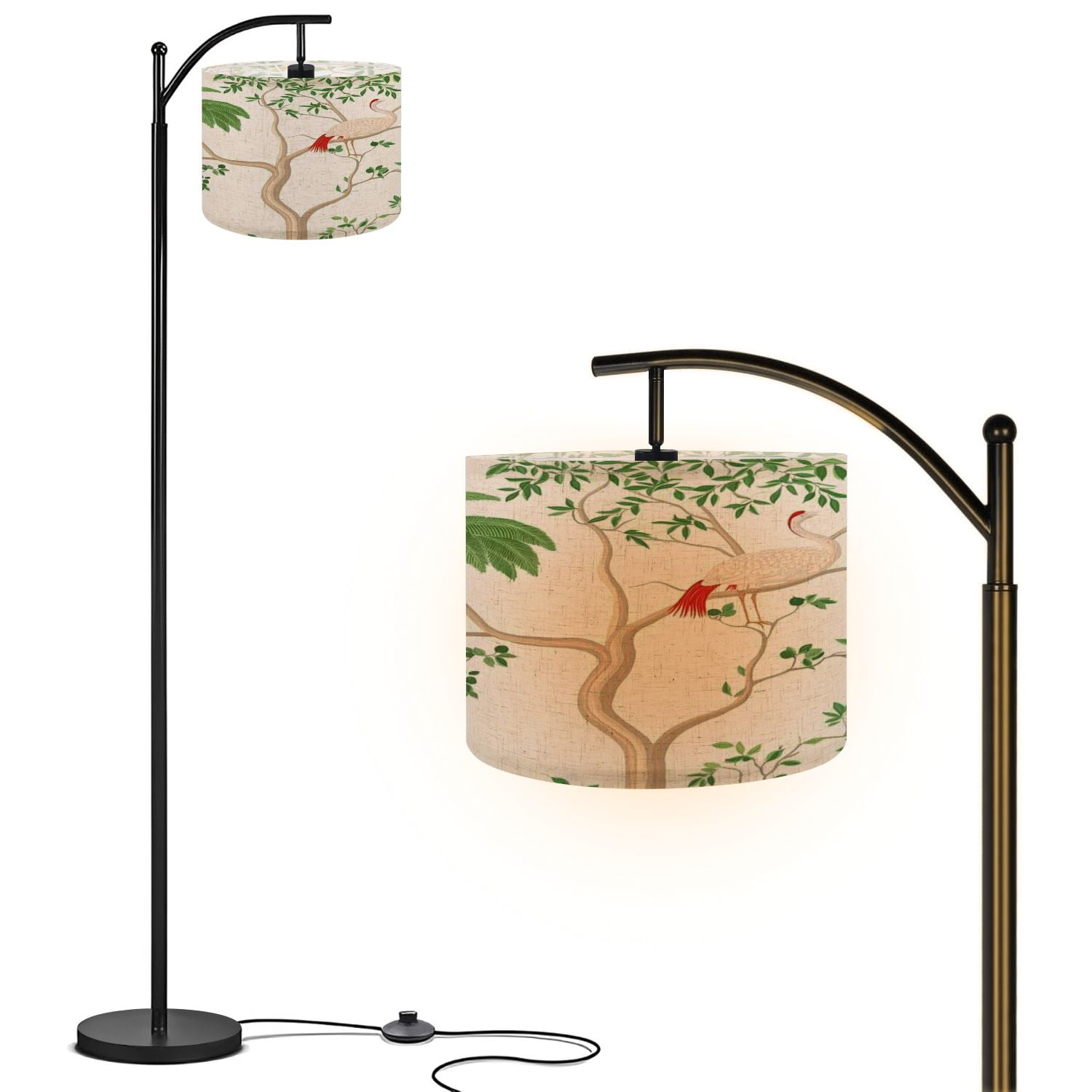 Arc Floor Lamp with Remote, Dimmable Bulb, Art Deco Arched Floor lamp Exotic seamless pattern ...