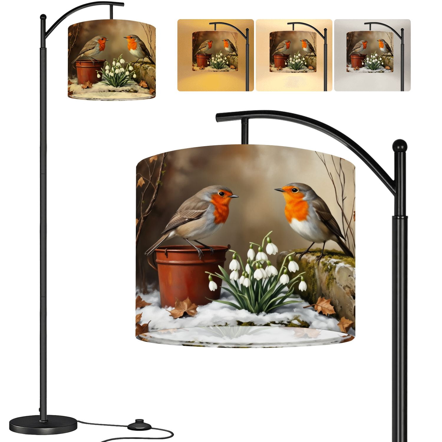 Arc Floor Lamp Robin Birds Garden Robins Rusty Bucket Tall Modern ...