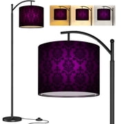 Arc Floor Lamp Royal vintage Gothic dark purple black Royal Tall Modern Standing Lamp LED Adjustable Linen Lampshade 3 Color Temperatures