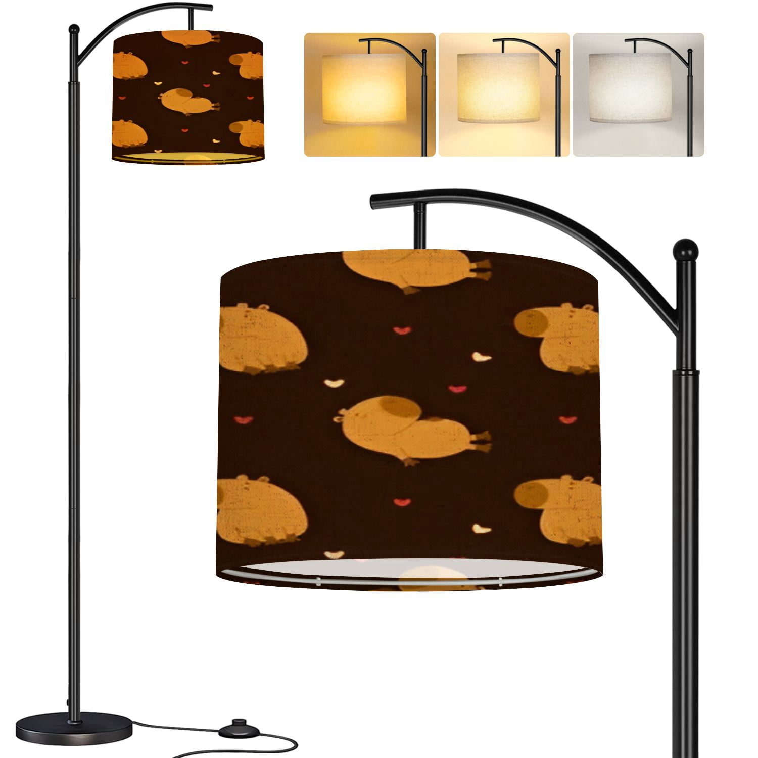 Pattern For Led Lamp Arc Floor Lamp Seamless pattern Funny animals capybaras black for ...