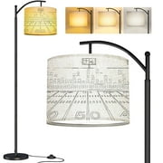Arc Floor Lamp Stadium American football sport graphic black white sketch Tall Modern Standing Lamp LED Adjustable Linen Lampshade 3 Color Temperatures