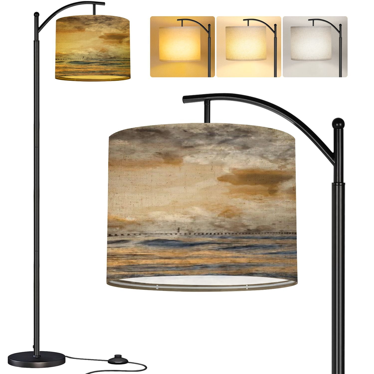 Beautiful Led Lamp Arc Floor Lamp Watercolor Beautiful moody stormy landscape onto beach ...