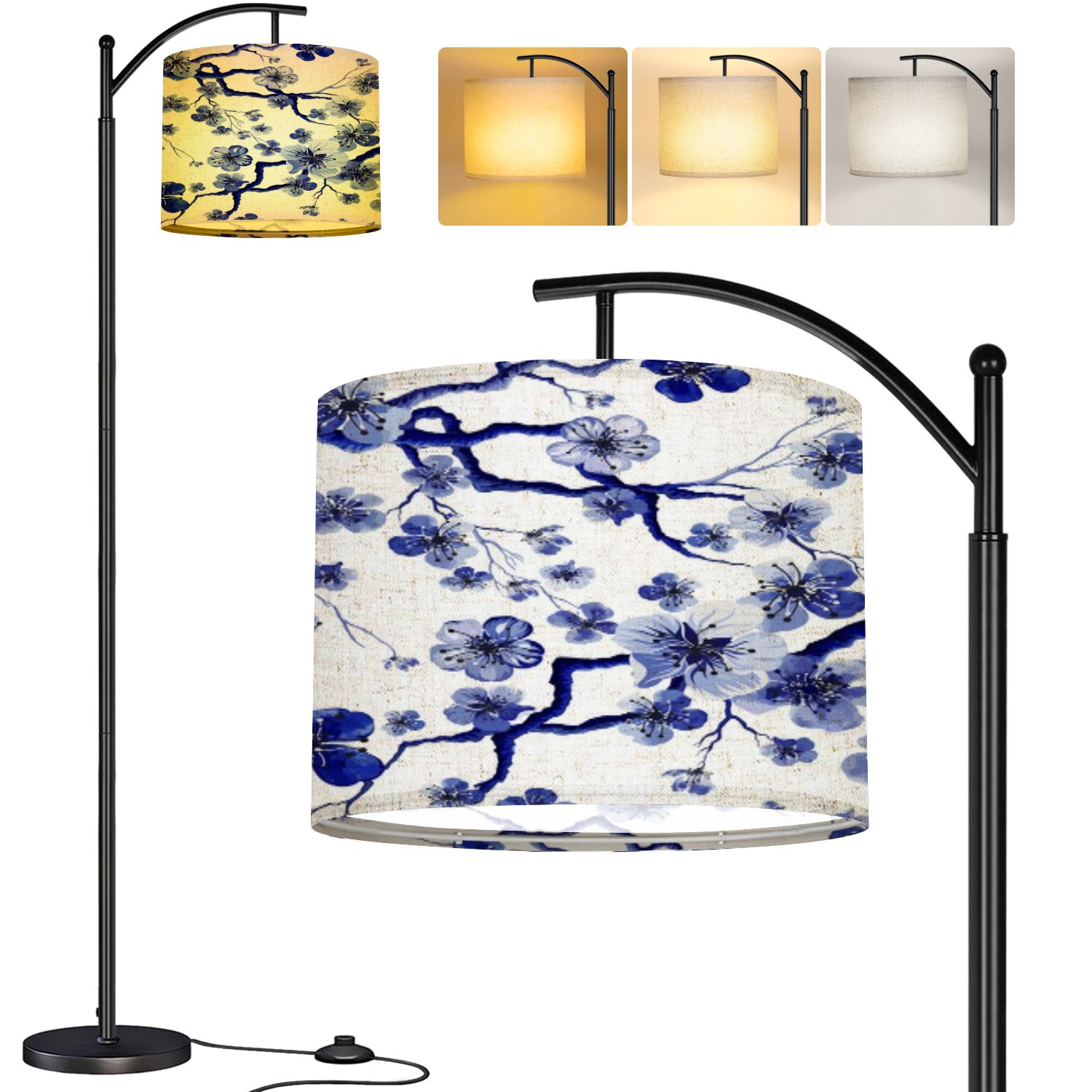 Arc Floor Lamp Watercolor oriental pattern branch Seamless oriental ...