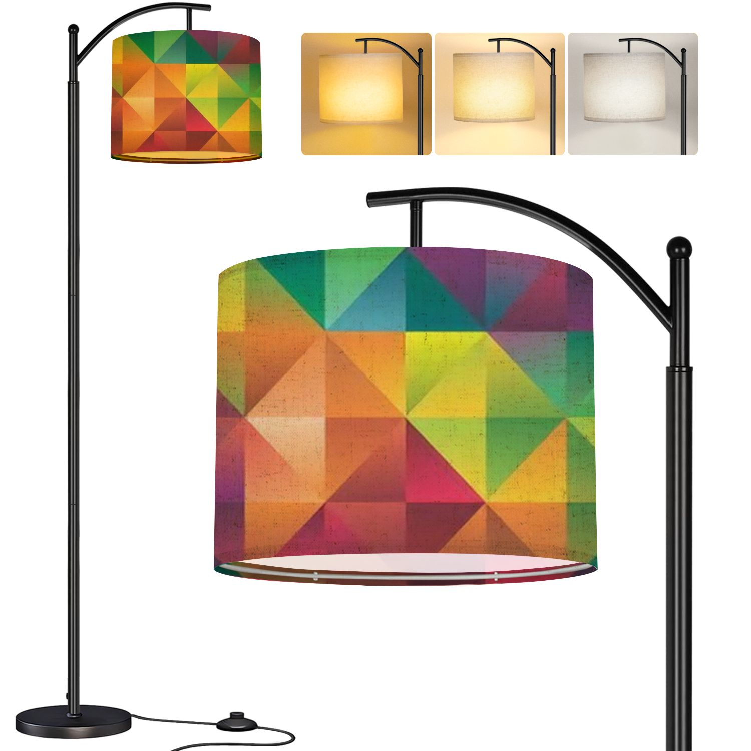 Triangular Lampshade Arc Floor Lamp abstract triangle intricate geometric spectrum Tall ...