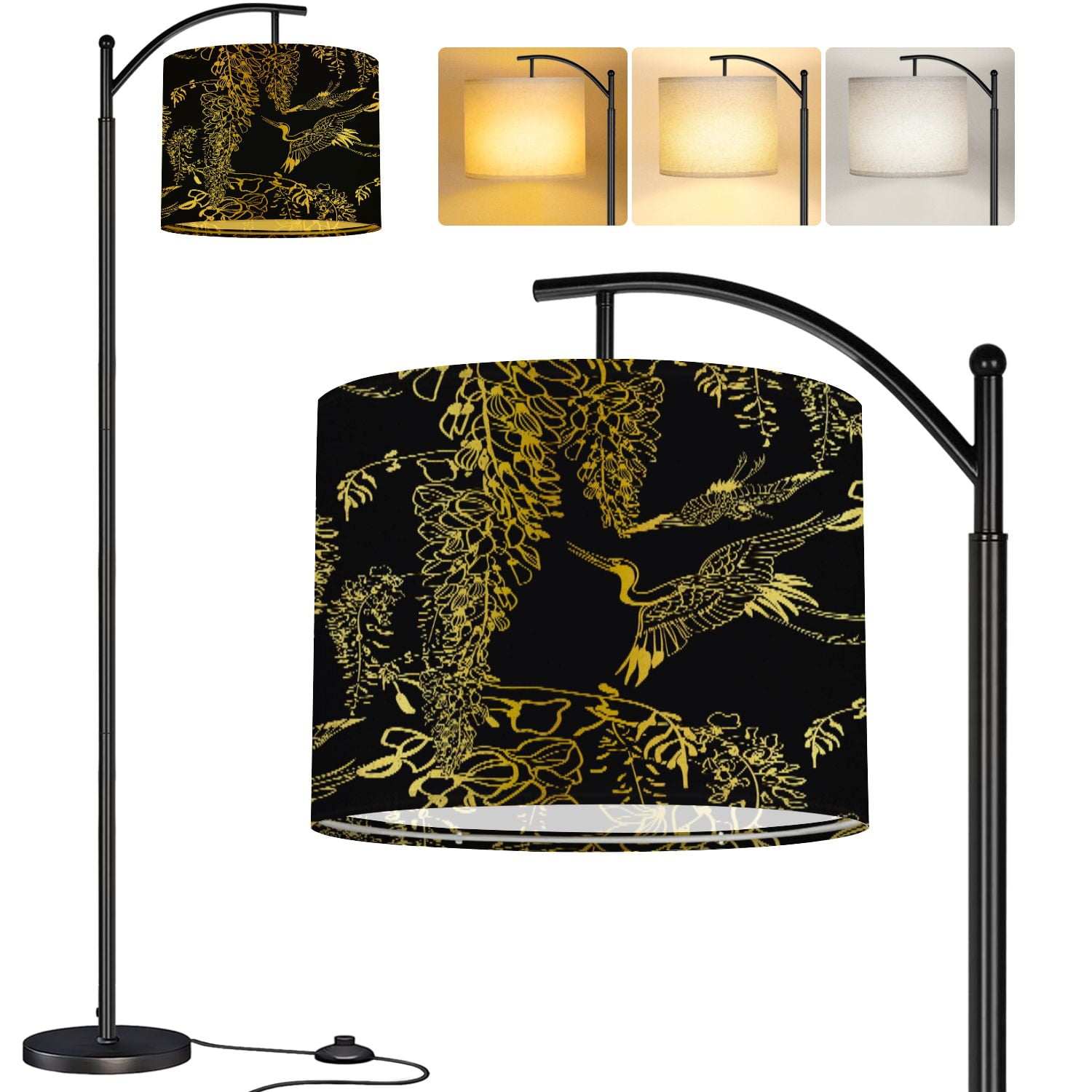 Arc Floor Lamp cran bird wisteria seamless japanese chinese pattern ...