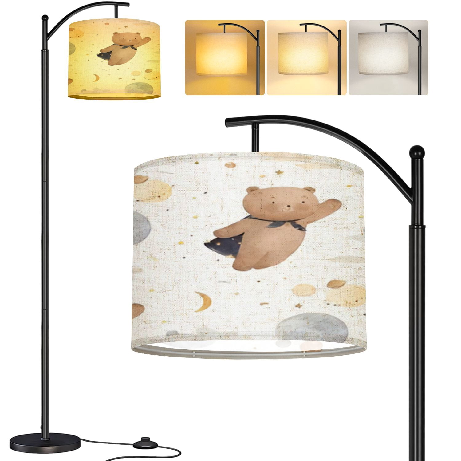 Arc Floor Lamp cute bear cub flies among stars planets Bear sees dream ...
