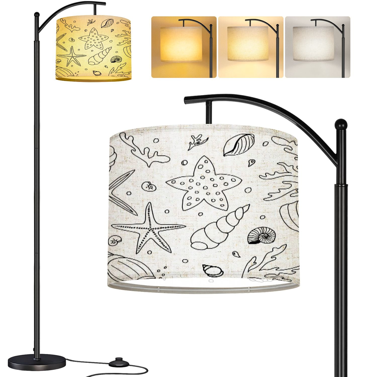Arc Floor Lamp drawn sea creatures sea creatures shells starfish corals ...