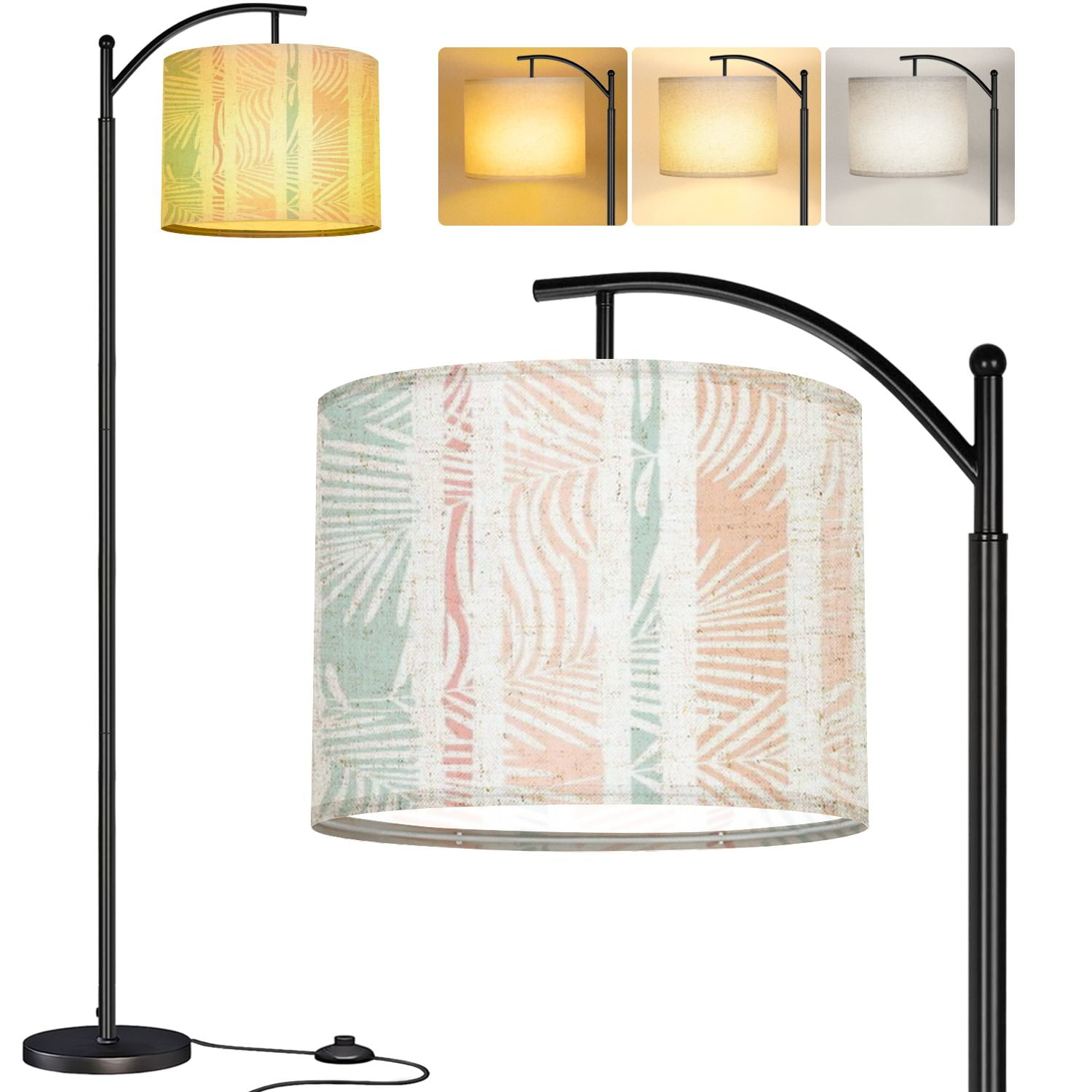 Arc Floor Lamp girly striped tropical pattern palm leaves seamless ...