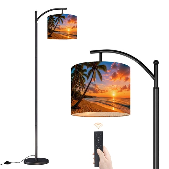 Arc Floor Lamp with Adjustable Lampshade Barbados Standing Lamp 3 Color Temperatures Dimmable Tall Pole Lamp with Foot Switch for Bedroom