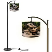 Arc Floor Lamp with Remote, Dimmable Bulb, Art Deco Arched Floor lamp Torc Waterfall Modern Standing Lamps with for Living Room, Bedroom, Office