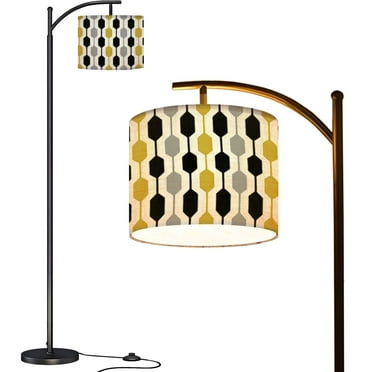 Arc Floor Lamps 1960s Pattern Mid Mod Geometric Mid Century Style Seamless 60s Retro Modern LED Adjustable Lampshade Standing Light for Living Room Reading Bedroom Office