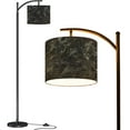 thumbnail image 1 of Arc Floor Lamps Abstract dark brown marble pattern grey inclusions Fluid art ceramic Modern LED Adjustable Lampshade Standing Light for Living Room Reading Bedroom Office, 1 of 5