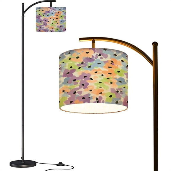 Arc Floor Lamps Abstract floral seamless pattern Bright colors gouache Modern LED Adjustable Lampshade Standing Light for Living Room Reading Bedroom Office