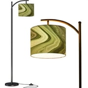 Arc Floor Lamps Abstract fluid art light green olive colors Liquid marble Acrylic Modern LED Adjustable Lampshade Standing Light for Living Room Reading Bedroom Office