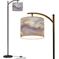 thumbnail image 1 of Arc Floor Lamps Abstract lavender liquid marbled watercolor golden lines stains Violet Modern LED Adjustable Lampshade Standing Light for Living Room Reading Bedroom Office, 1 of 5