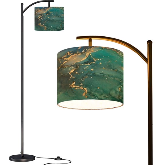 Arc Floor Lamps Alcohol ink art Mixing liquid paints Modern abstract colorful Marble Modern LED Adjustable Lampshade Standing Light for Living Room Reading Bedroom Office