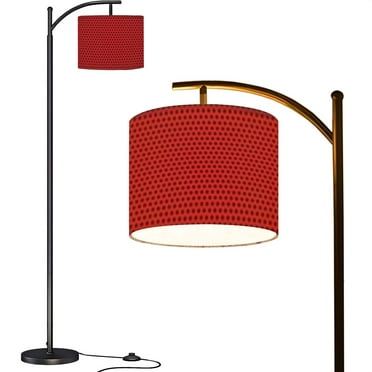 Arc Floor Lamps Black pattern red Straight dot pattern for backdrop Simple classic Modern LED Adjustable Lampshade Standing Light for Living Room Reading Bedroom Office