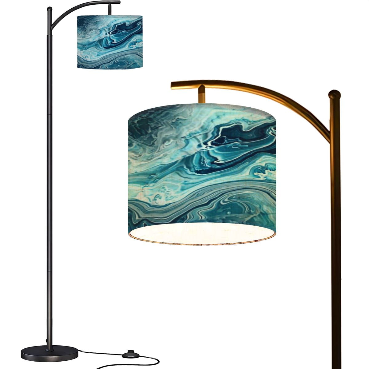 Arc Floor Lamps Blue marble texture Modern LED Adjustable Lampshade ...