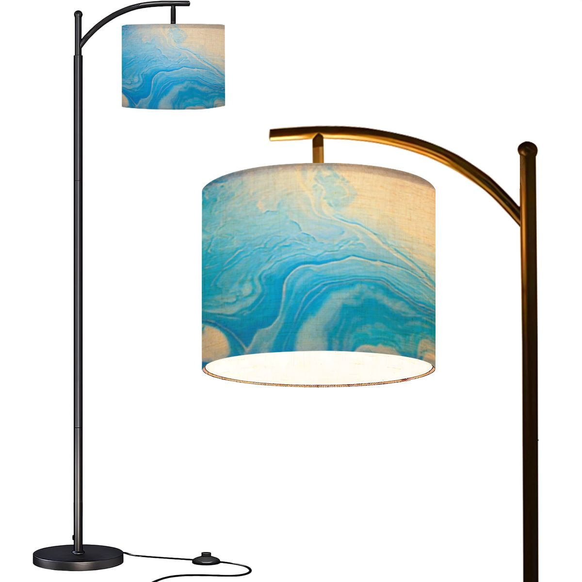 Arc Floor Lamps Blue pink colors abstract hand fluid art texture Close ...