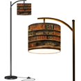 thumbnail image 1 of Arc Floor Lamps Bookshelf Brass Gears Leather Tomes Modern LED Adjustable Lampshade Standing Light for Living Room Reading Bedroom Office, 1 of 5