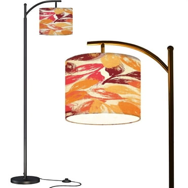 Arc Floor Lamps Botany texture Monochromatic nature inspired shapes doodle collection Modern LED Adjustable Lampshade Standing Light for Living Room Reading Bedroom Office