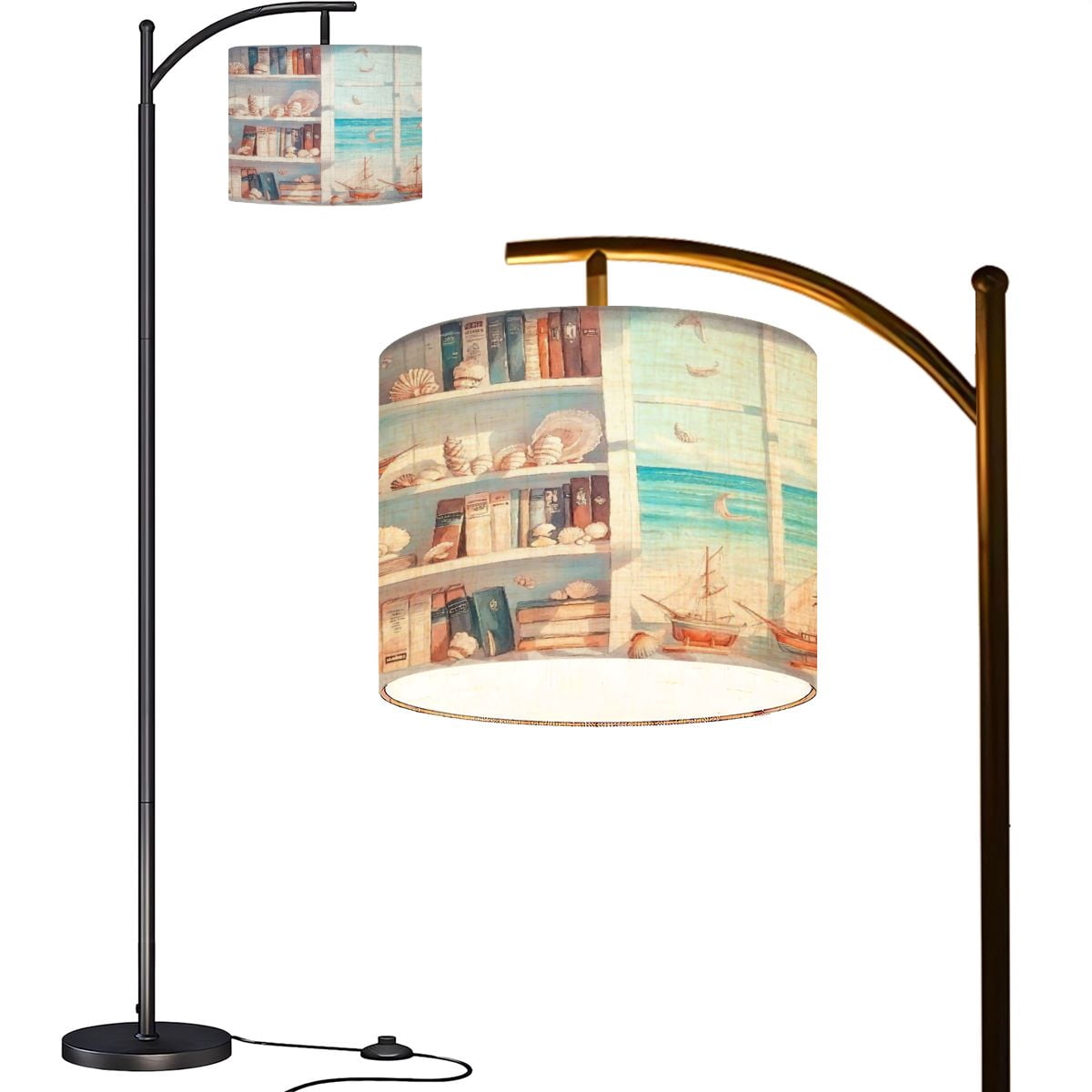 Curated visual reference: Arc Floor Lamps Bright Coastal Bookshelf Ocean View Nautical Decor Photo Inspiration