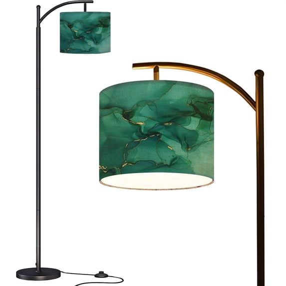 Arc Floor Lamps Colorful Texture Emerald Aquamarine Pigment Sapphirine Green Gold Modern LED Adjustable Lampshade Standing Light for Living Room Reading Bedroom Office