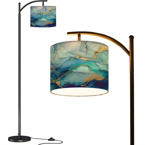 Arc Floor Lamps Currents translucent hues snaking swirls foamy sprays color shape Modern LED Adjustable Lampshade Standing Light for Living Room Reading Bedroom Office