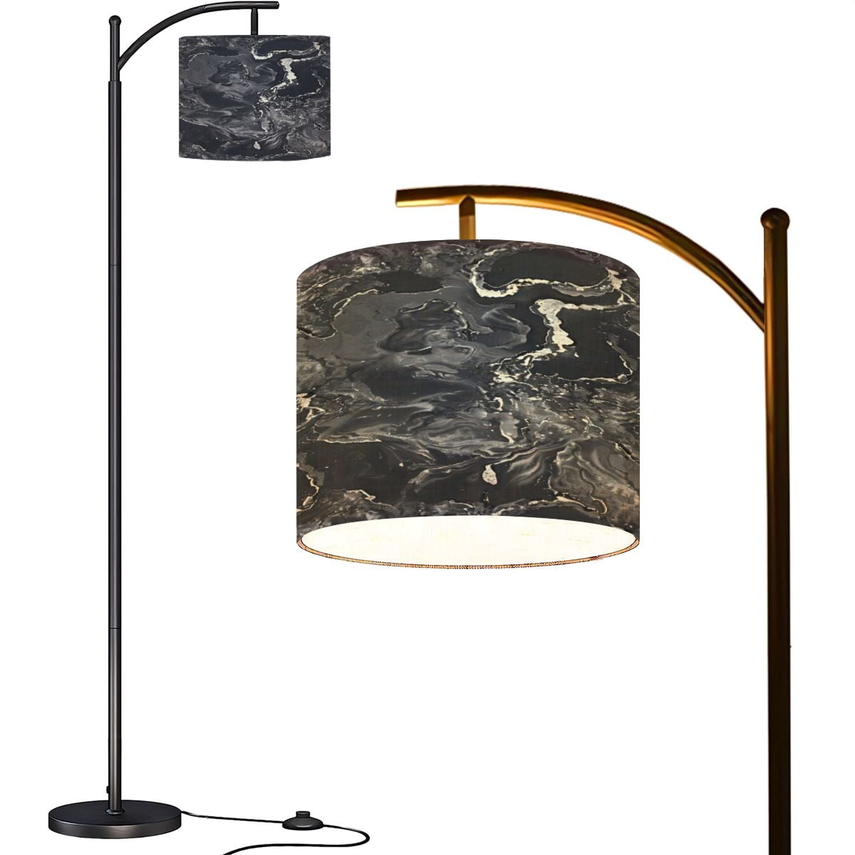 Arc Floor Lamps Dark blue marbled masculine seamless texture Irregular ink blotch Modern LED ...
