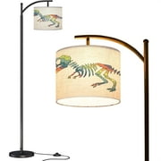 Arc Floor Lamps Dinosaur skeleton Original rainbow dinosaur Print for T shirts Modern LED Adjustable Lampshade Standing Light for Living Room Reading Bedroom Office