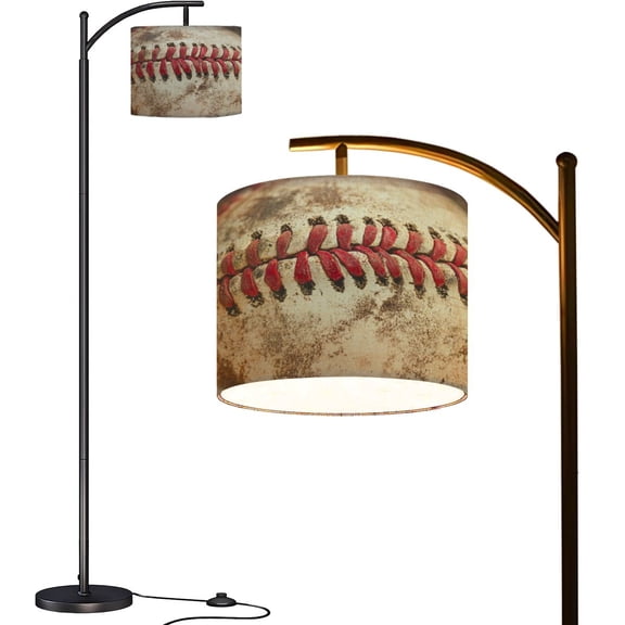 Arc Floor Lamps Dirty Baseball Close Up for Enthusiasts Modern LED Adjustable Lampshade Standing Light for Living Room Reading Bedroom Office