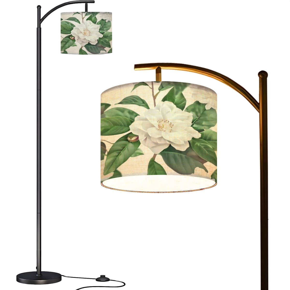 Arc Floor Lamps Floral seamless pattern white double flowers leaves ...
