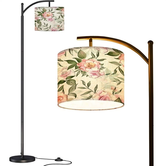 Arc Floor Lamps Flowers theme hand flowers art modern flower art factory Modern LED Adjustable Lampshade Standing Light for Living Room Reading Bedroom Office
