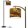 thumbnail image 1 of Arc Floor Lamps Gold flowing marbled stone backdrop shades brown A glittering luxury Modern LED Adjustable Lampshade Standing Light for Living Room Reading Bedroom Office, 1 of 5