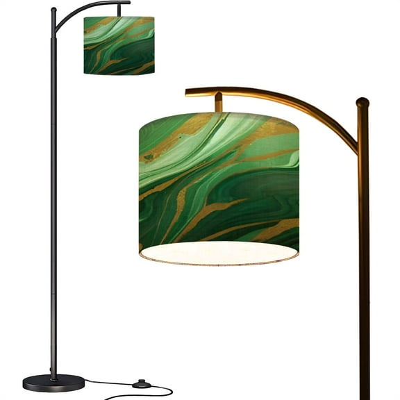 Arc Floor Lamps Green marble gold inserts realistic texture abstract stone surface Modern LED Adjustable Lampshade Standing Light for Living Room Reading Bedroom Office
