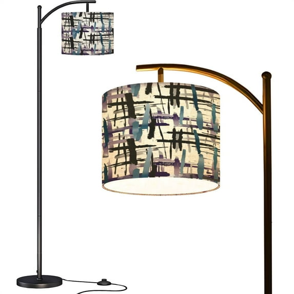 Arc Floor Lamps Grunge pattern for fabric business cards posters labels Mulri colored Modern LED Adjustable Lampshade Standing Light for Living Room Reading Bedroom Office