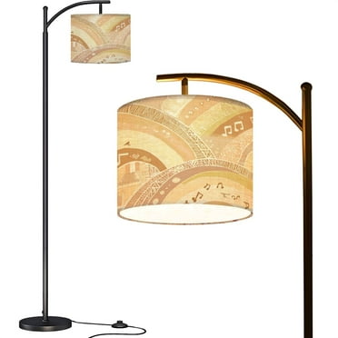 Arc Floor Lamps Hand Drawn Bohemian Rainbows Pastel Earthy Colors Modern LED Adjustable Lampshade Standing Light for Living Room Reading Bedroom Office